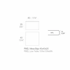 Vondom Garten Beistelltisch-Couchtisch im Freien aus Aluminium und quadratischem schwarzem Laminat - Suave von