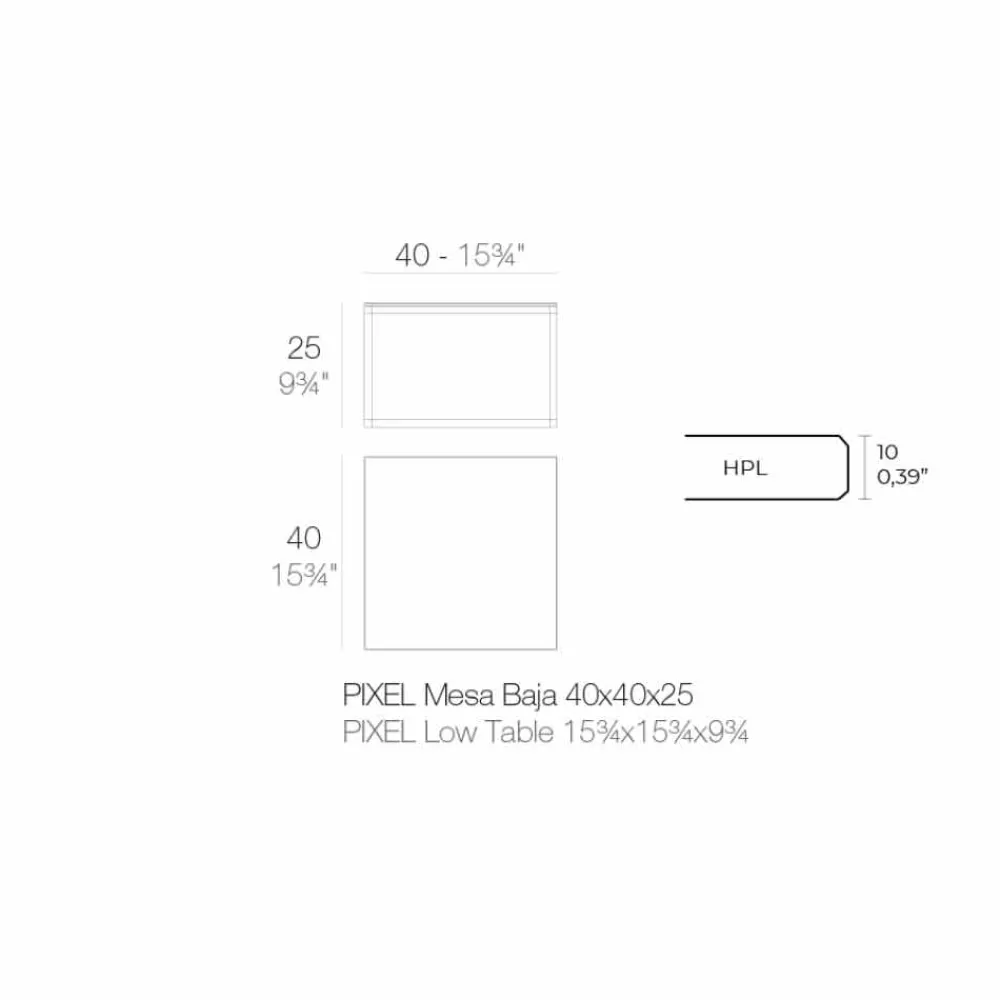 Vondom Garten Beistelltisch-Couchtisch im Freien aus Aluminium und quadratischem schwarzem Laminat - Suave von