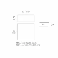 Vondom Garten Beistelltisch-Couchtisch im Freien aus Aluminium und quadratischem schwarzem Laminat - Suave von