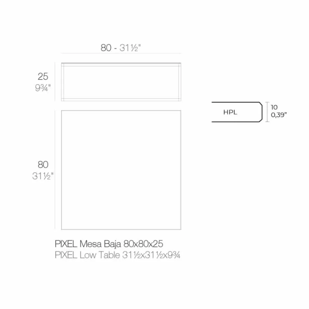 Vondom Garten Beistelltisch-Couchtisch im Freien aus Aluminium und quadratischem schwarzem Laminat - Suave von