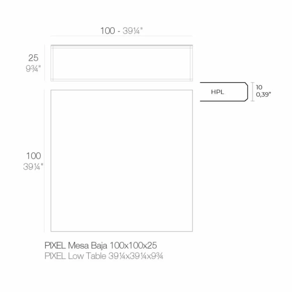 Vondom Garten Beistelltisch-Couchtisch im Freien aus Aluminium und quadratischem schwarzem Laminat - Suave von
