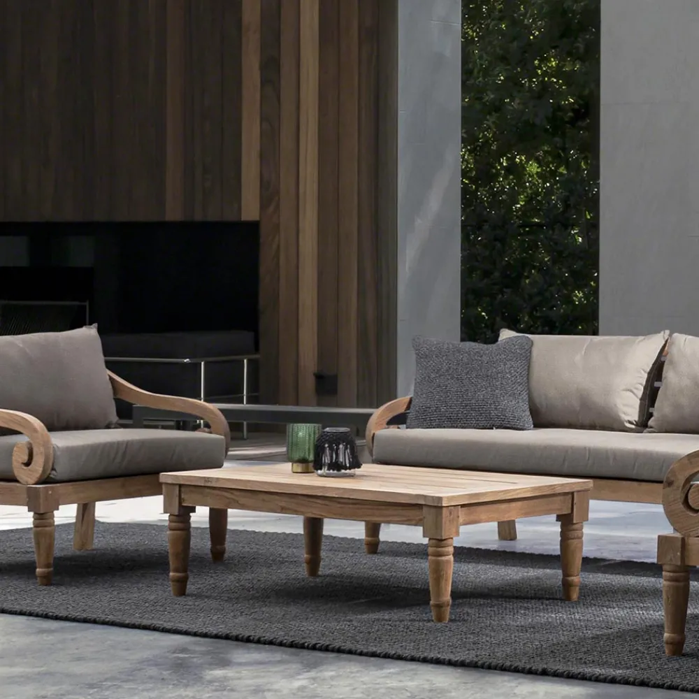 Viadurini in the Garden Garten Beistelltisch-Couchtisch im Freien in rustikalem Teakholz, Homemotion - Ronak