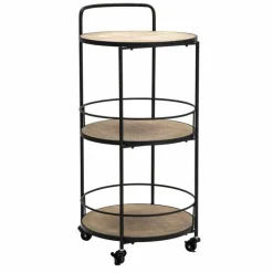 Viadurini Living Moderne Couchtische-Couchtisch im modernen Design aus Eisen und MDF mit Rollen und 3 Regalen - Lennox