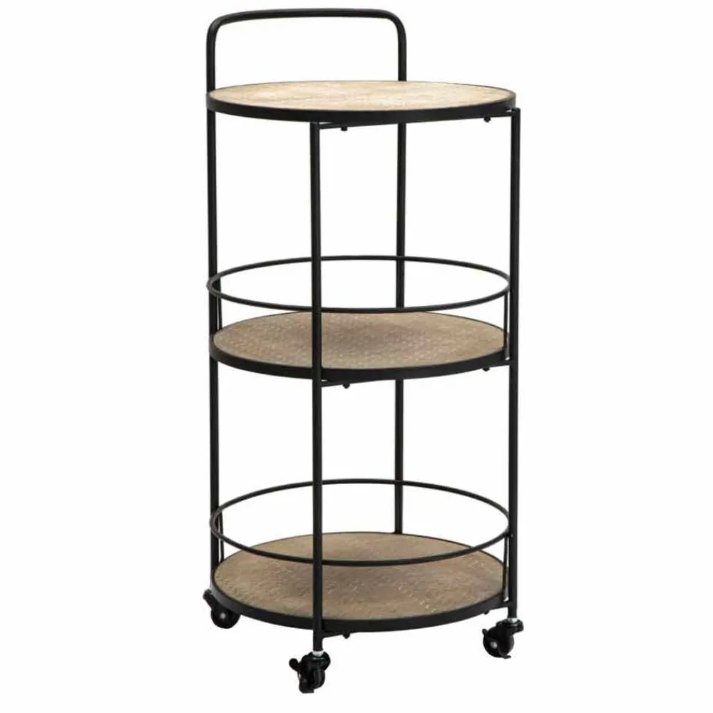 Viadurini Living Moderne Couchtische-Couchtisch im modernen Design aus Eisen und MDF mit Rollen und 3 Regalen - Lennox