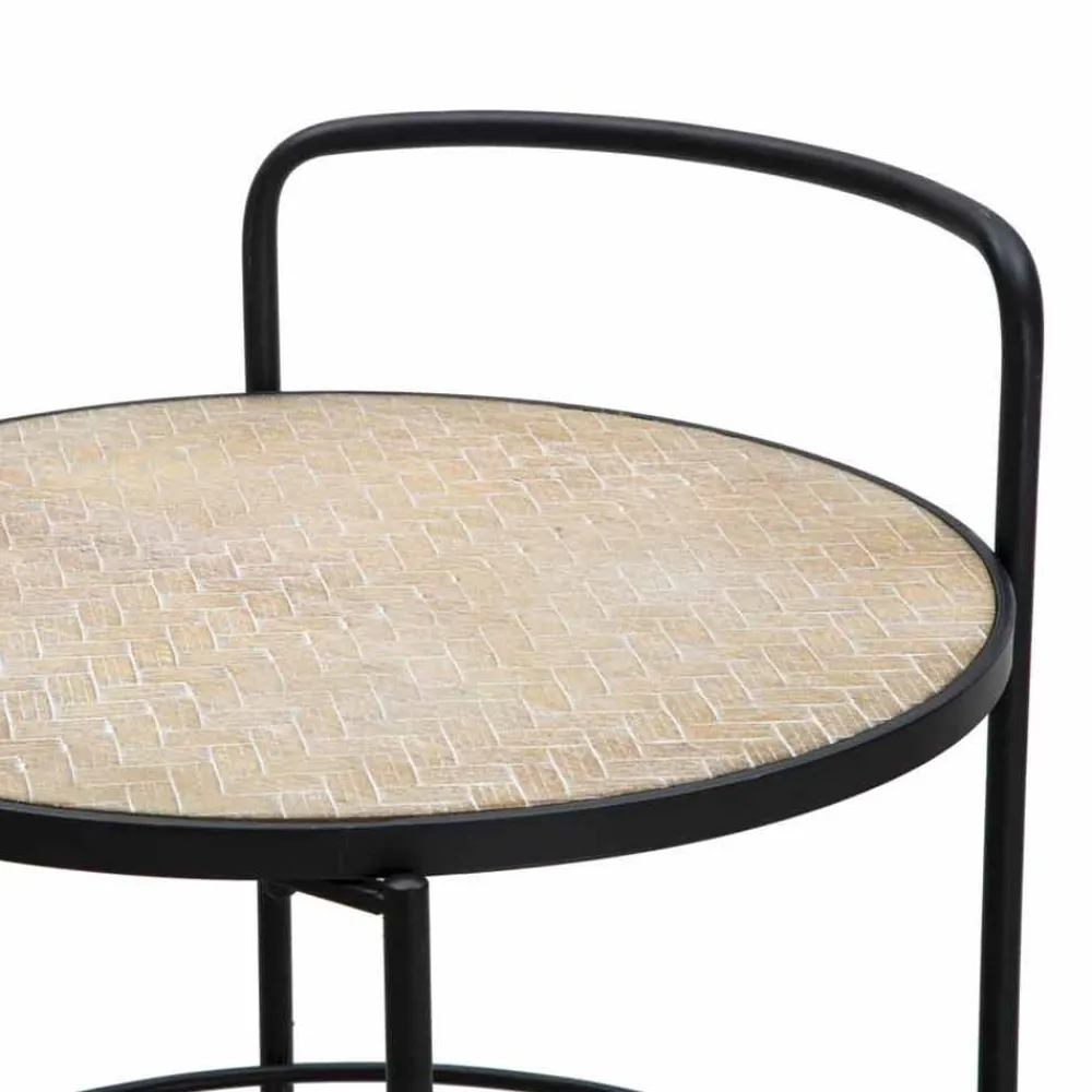 Viadurini Living Moderne Couchtische-Couchtisch im modernen Design aus Eisen und MDF mit Rollen und 3 Regalen - Lennox