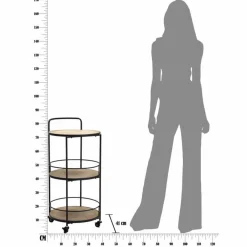 Viadurini Living Moderne Couchtische-Couchtisch im modernen Design aus Eisen und MDF mit Rollen und 3 Regalen - Lennox