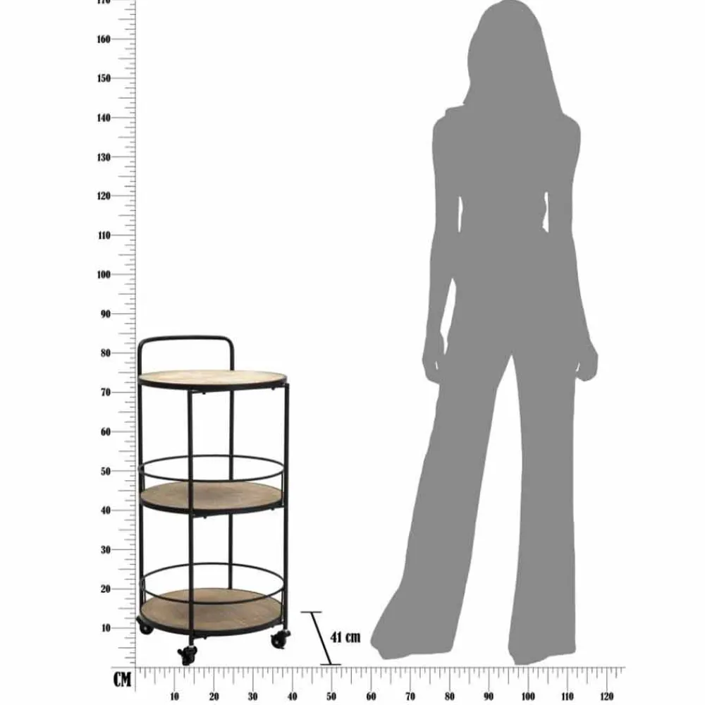Viadurini Living Moderne Couchtische-Couchtisch im modernen Design aus Eisen und MDF mit Rollen und 3 Regalen - Lennox