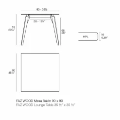 Vondom Moderne Couchtische-Couchtisch in Holz und Hpl Verschiedene Farben 2 Größen - Faz Wood von