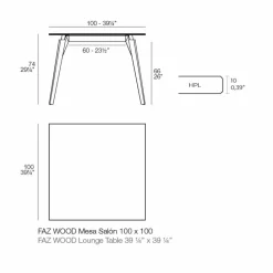 Vondom Moderne Couchtische-Couchtisch in Holz und Hpl Verschiedene Farben 2 Größen - Faz Wood von