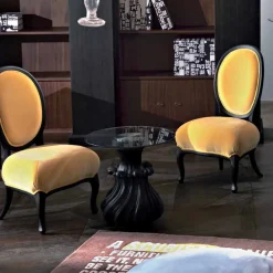 Viadurini Living Klassische Couchtische-Couchtisch, Massivholz und Kristall Durchmesser 60cm Margo