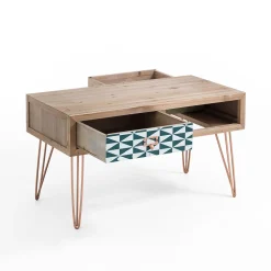 Viadurini Living Moderne Couchtische-Couchtisch mit 2 farbigen und dekorierten doppelseitigen Schubladen – Hassio