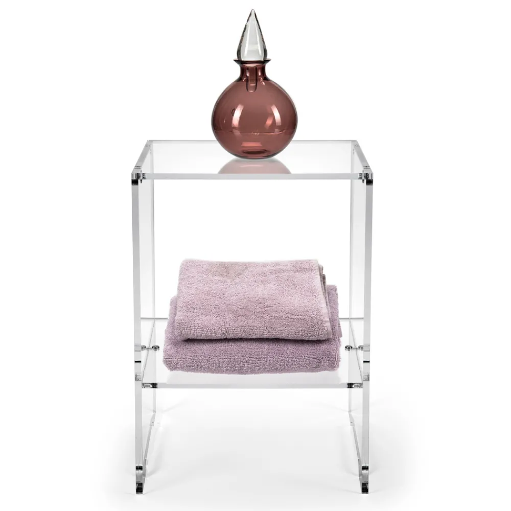 Viadurini Living Moderne Couchtische-Couchtisch mit 1 Regal aus transparentem Plexiglas, hergestellt in Italien – Mulan