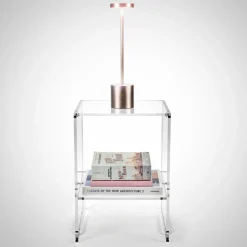 Viadurini Living Moderne Couchtische-Couchtisch mit 1 Regal aus transparentem Plexiglas, hergestellt in Italien – Mulan