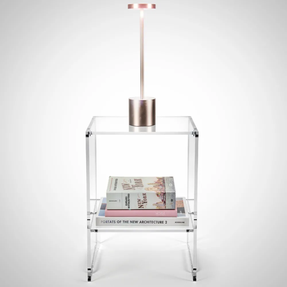 Viadurini Living Moderne Couchtische-Couchtisch mit 1 Regal aus transparentem Plexiglas, hergestellt in Italien – Mulan