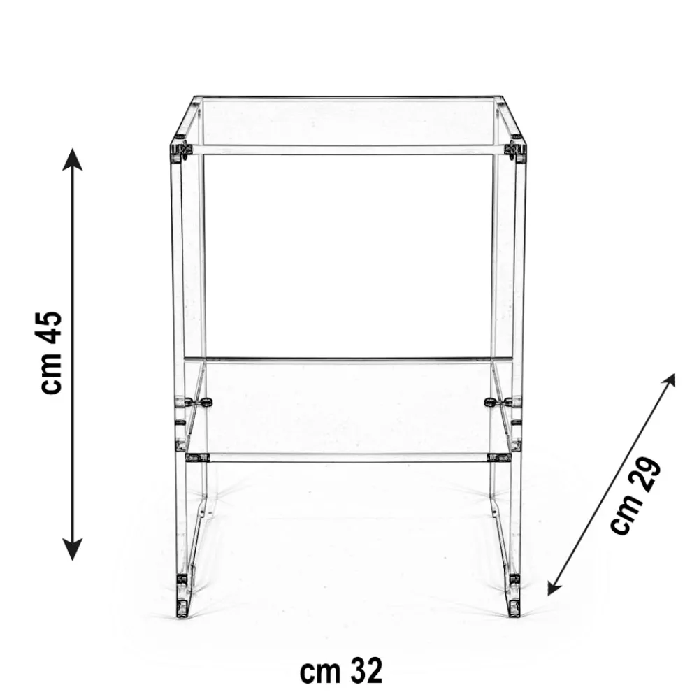Viadurini Living Moderne Couchtische-Couchtisch mit 1 Regal aus transparentem Plexiglas, hergestellt in Italien – Mulan
