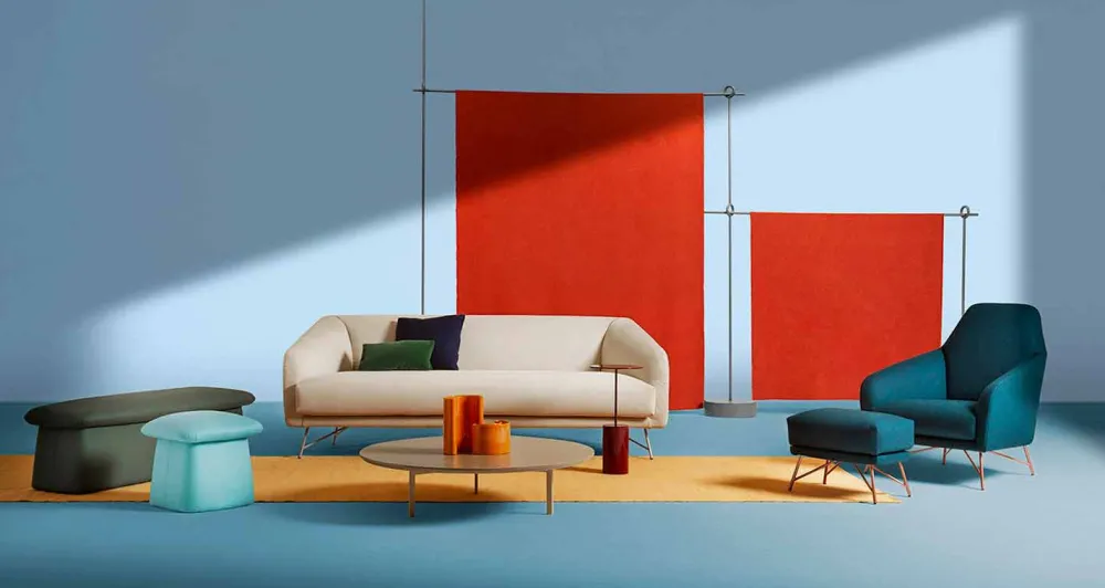 Viadurini Living Moderne Couchtische-Couchtisch mit 3 Stahlbeinen und farbiger Holzplatte – Hübsch