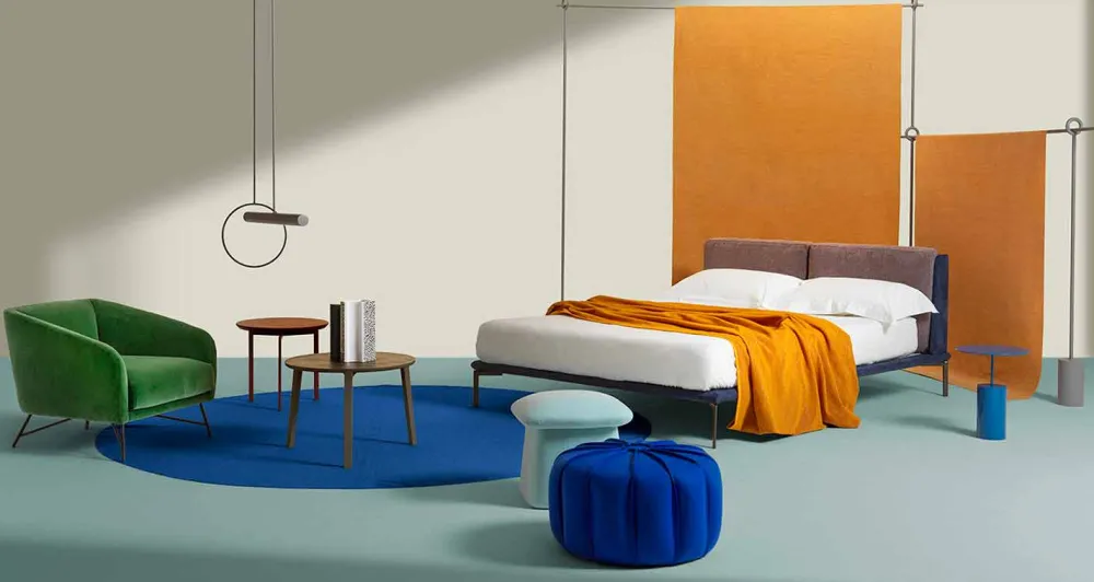 Viadurini Living Moderne Couchtische-Couchtisch mit 3 Stahlbeinen und farbiger Holzplatte – Hübsch