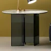 Viadurini Living Moderne Couchtische-Couchtisch mit Couchtisch aus Rauchglas und runder Keramikplatte - Random