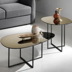 Viadurini Living Moderne Couchtische-Couchtisch mit Glasplatte mit Spiegeleffekt Made in Italy - Sedona