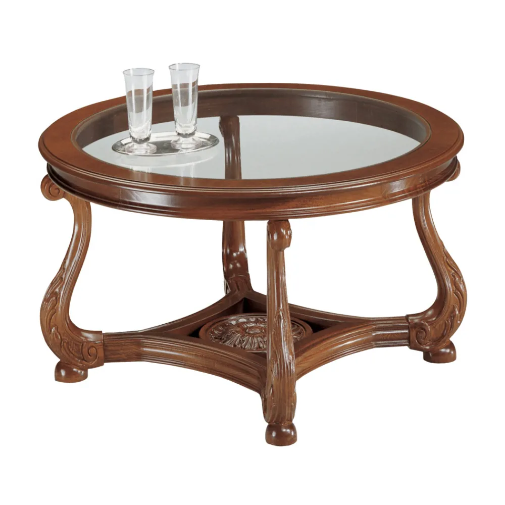 Viadurini Classic Klassische Couchtische-Couchtisch mit Glasplatte, hergestellt in Italien – Sedna