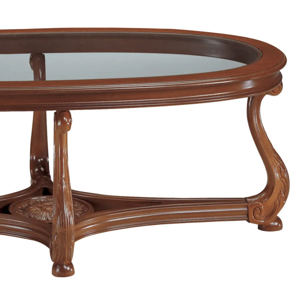 Viadurini Classic Klassische Couchtische-Couchtisch mit Glasplatte, hergestellt in Italien – Sedna