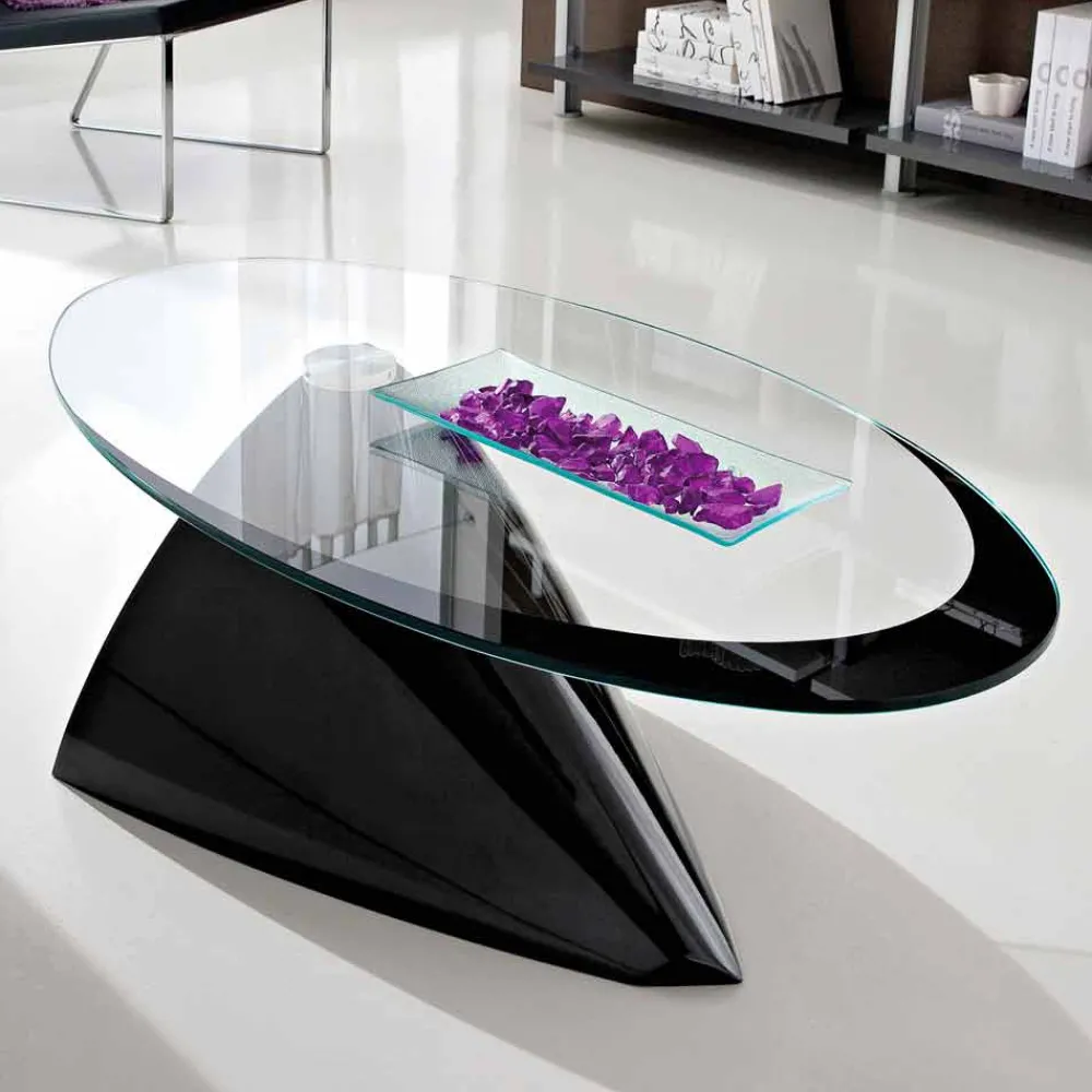 Viadurini Living Moderne Couchtische-Couchtisch mit Glasplatte mit Made in Italy Siebdruck - Campari