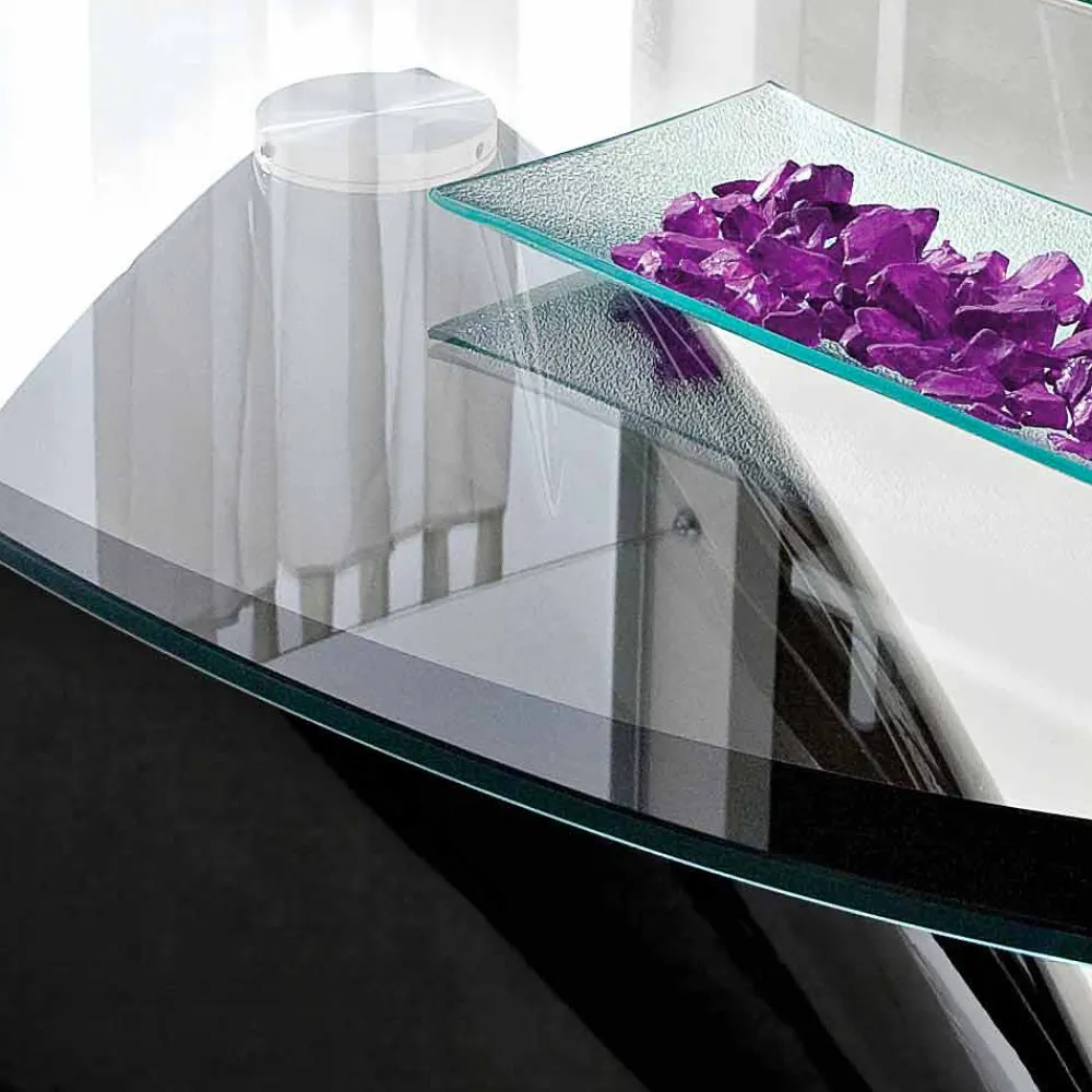 Viadurini Living Moderne Couchtische-Couchtisch mit Glasplatte mit Made in Italy Siebdruck - Campari