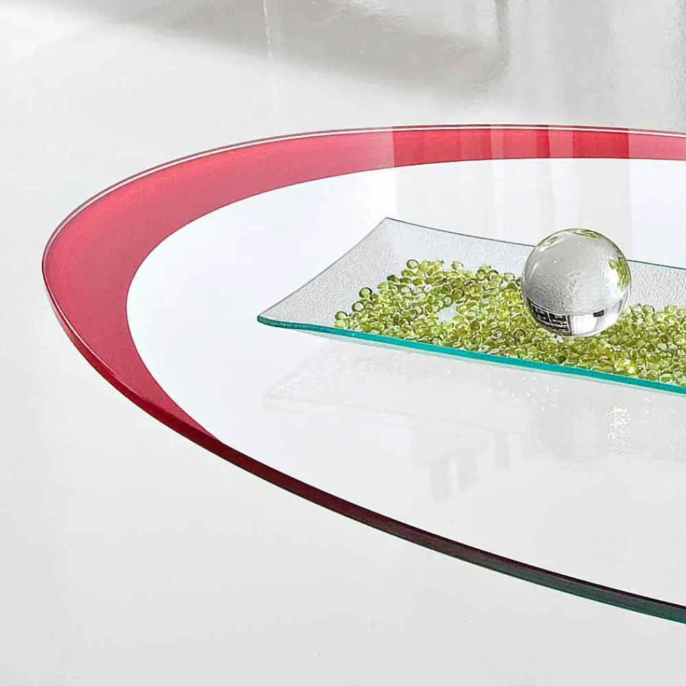 Viadurini Living Moderne Couchtische-Couchtisch mit Glasplatte mit Made in Italy Siebdruck - Campari