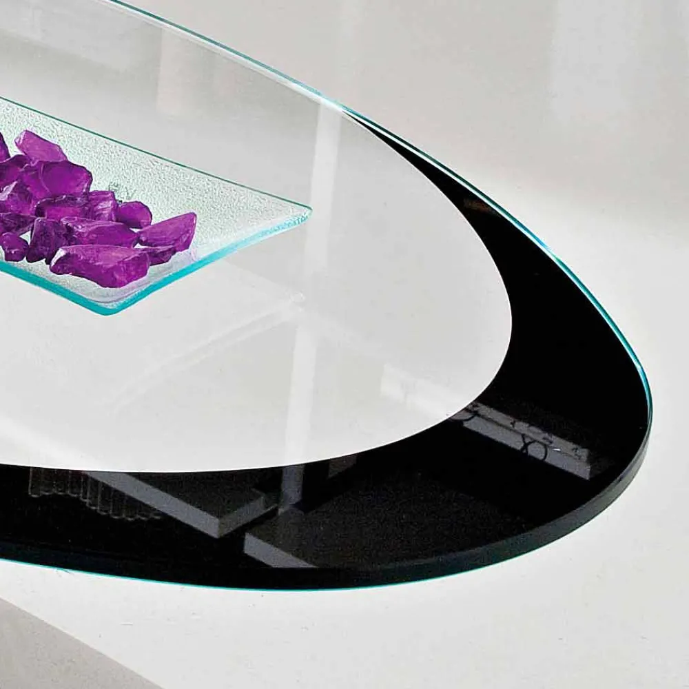 Viadurini Living Moderne Couchtische-Couchtisch mit Glasplatte mit Made in Italy Siebdruck - Campari