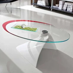 Viadurini Living Moderne Couchtische-Couchtisch mit Glasplatte mit Made in Italy Siebdruck - Campari