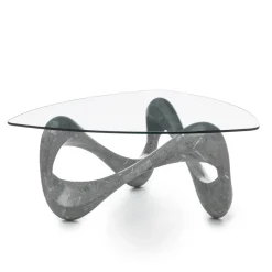 Viadurini Living Couchtische Aus Stein-Couchtisch mit Glasplatte und Sockel aus Fossilstein – Kalifornien