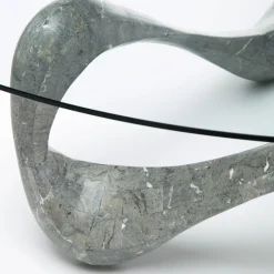 Viadurini Living Couchtische Aus Stein-Couchtisch mit Glasplatte und Sockel aus Fossilstein – Kalifornien