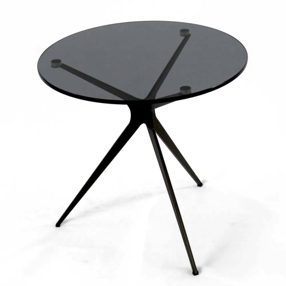 Viadurini Living Moderne Couchtische-Couchtisch mit runder Glasplatte und 3 Beinen, hergestellt in Italien – Siste