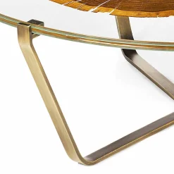 Viadurini Living Moderne Couchtische-Couchtisch mit runder Glasplatte und Holzplatte Made in Italy - Baviera