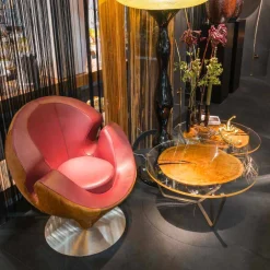 Viadurini Living Moderne Couchtische-Couchtisch mit runder Glasplatte und Holzplatte Made in Italy - Baviera