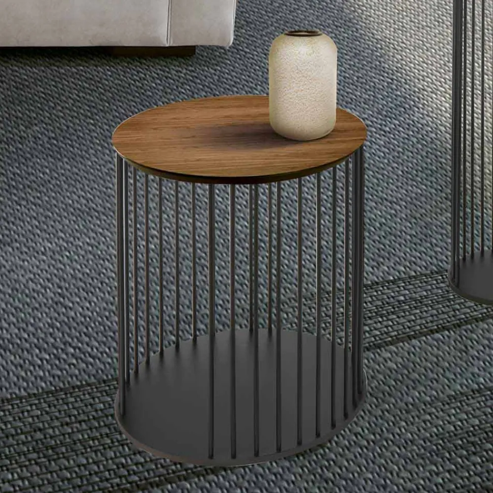 Viadurini Living Moderne Couchtische-Couchtisch mit runder Holzplatte Made in Italy - Montebianco