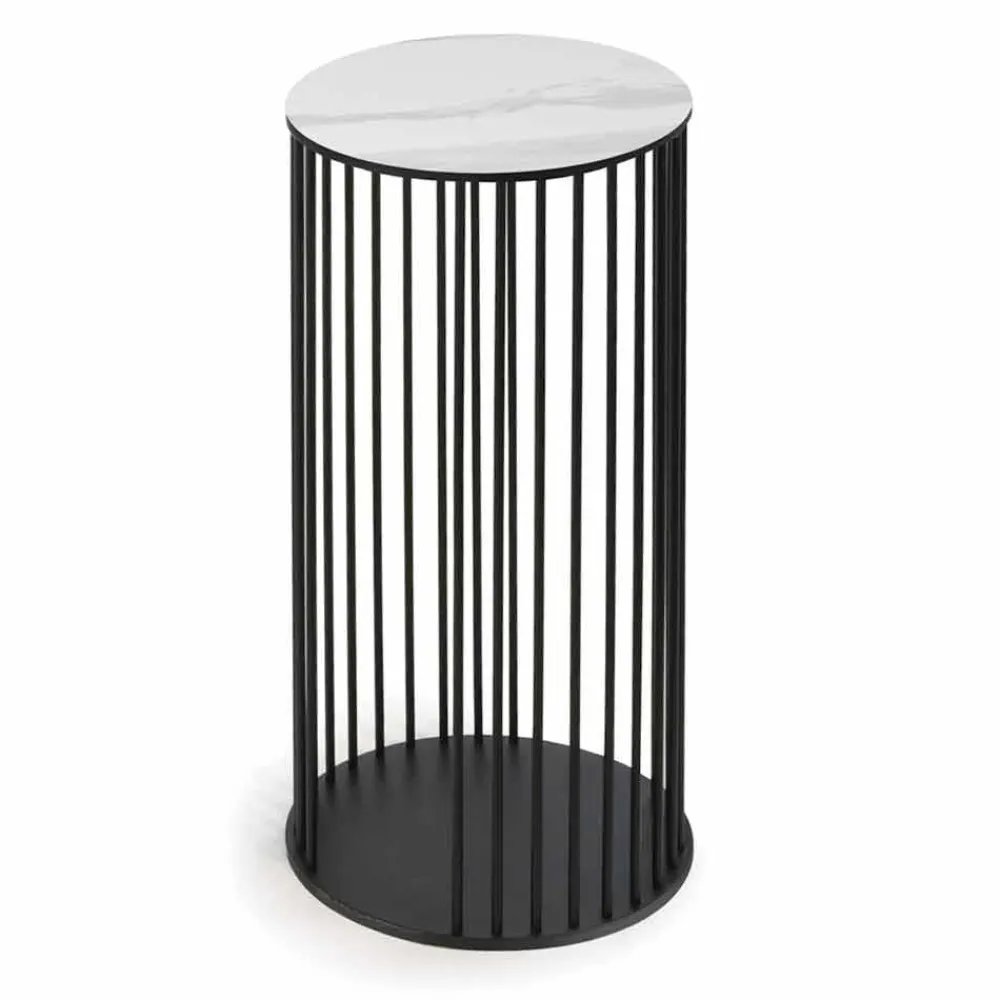 Viadurini Living Moderne Couchtische-Couchtisch mit runder Keramikplatte Made in Italy - Montebianco