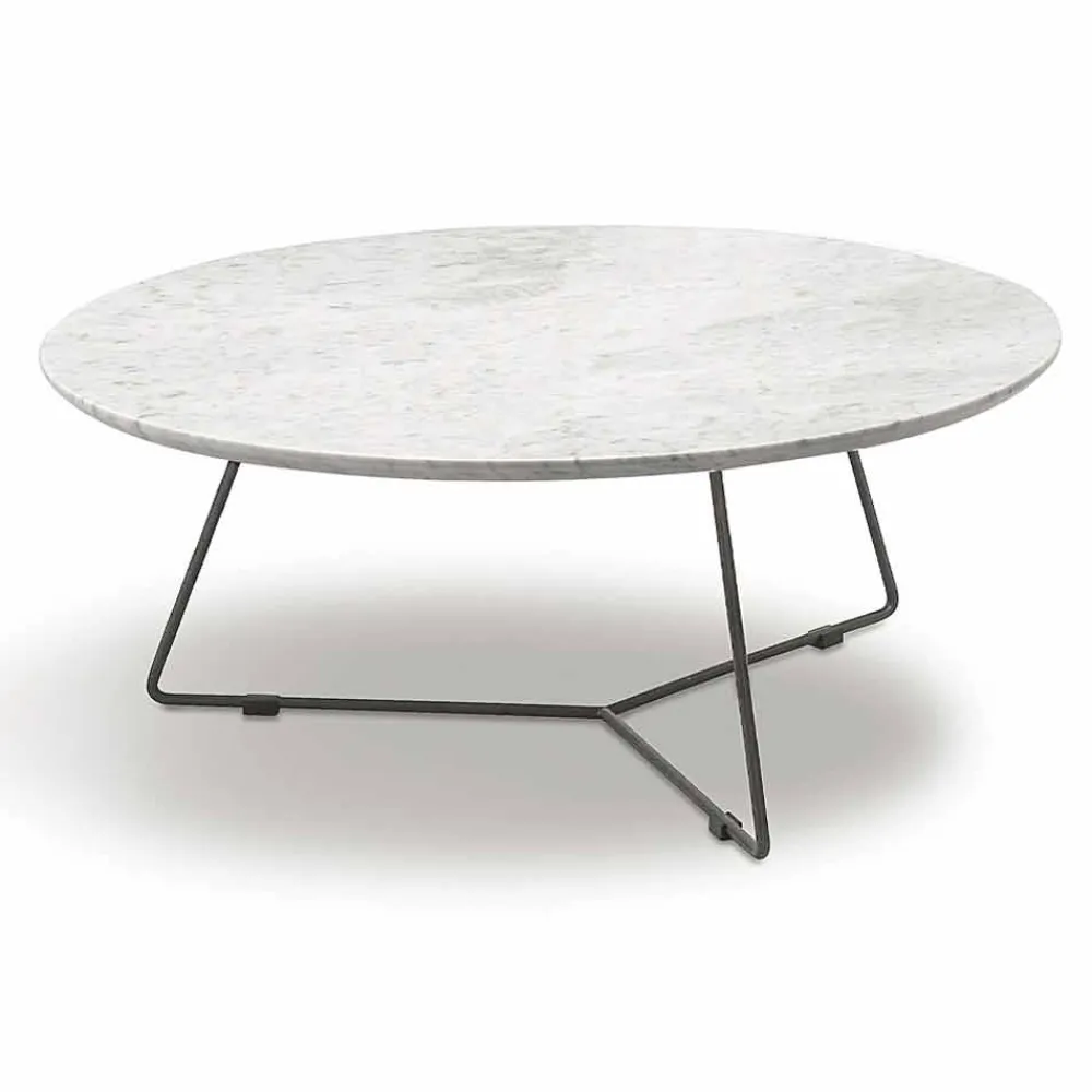 Viadurini Living Moderne Couchtische-Couchtisch mit runder Marmorplatte und Metallbasis Made in Italy - Gin