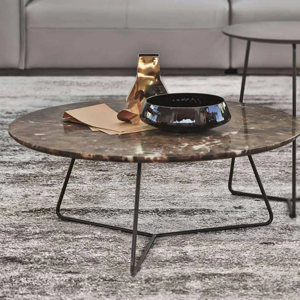 Viadurini Living Moderne Couchtische-Couchtisch mit runder Marmorplatte und Metallbasis Made in Italy - Gin