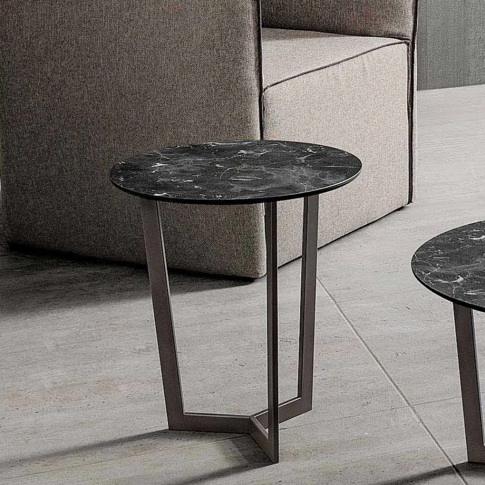 Viadurini Living Moderne Couchtische-Couchtisch mit runder Platte aus laminiertem HPL Made in Italy - Mina