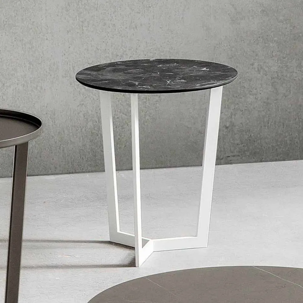 Viadurini Living Moderne Couchtische-Couchtisch mit runder Platte aus laminiertem HPL Made in Italy - Mina