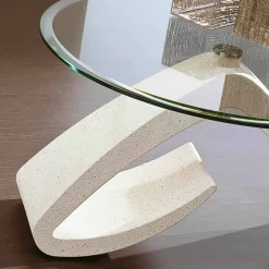 Viadurini Living Couchtische Aus Stein-Couchtisch mit runder Platte aus abgeschrägtem Glas Made in Italy - Brachetto