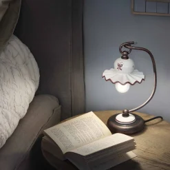 Ferroluce Vintage Tischlampen-Country handdekorierte Tischlampe aus Keramik - Rom