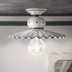 Ferroluce Vintage Deckenleuchten-Country Handverzierte Keramik-Deckenleuchte 2 Größen - Rom