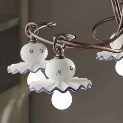 Ferroluce Vintage Kronleuchter-Country Kronleuchter mit 5 Lichtern aus handverzierter Keramik - Rom