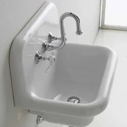 Viadurini Bathroom Vintage Waschbecken|Keramikwaschbecken-Davis Vintage rechteckige weiße Wand Keramik Waschbecken