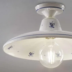 Ferroluce Vintage Deckenleuchten-Deckenlampe aus Keramik und handbemalten Vintage-Dekorationen - Como