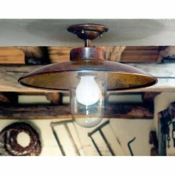 Aldo Bernardi Vintage Deckenleuchten-Deckenlampe aus Kupfer und Glas Nabucco von