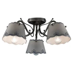 Ferroluce Vintage Deckenleuchten-Deckenlampe mit 3 oder 5 Lichtern aus handbemalter Keramik mit Stickereieffekt - Ravenna