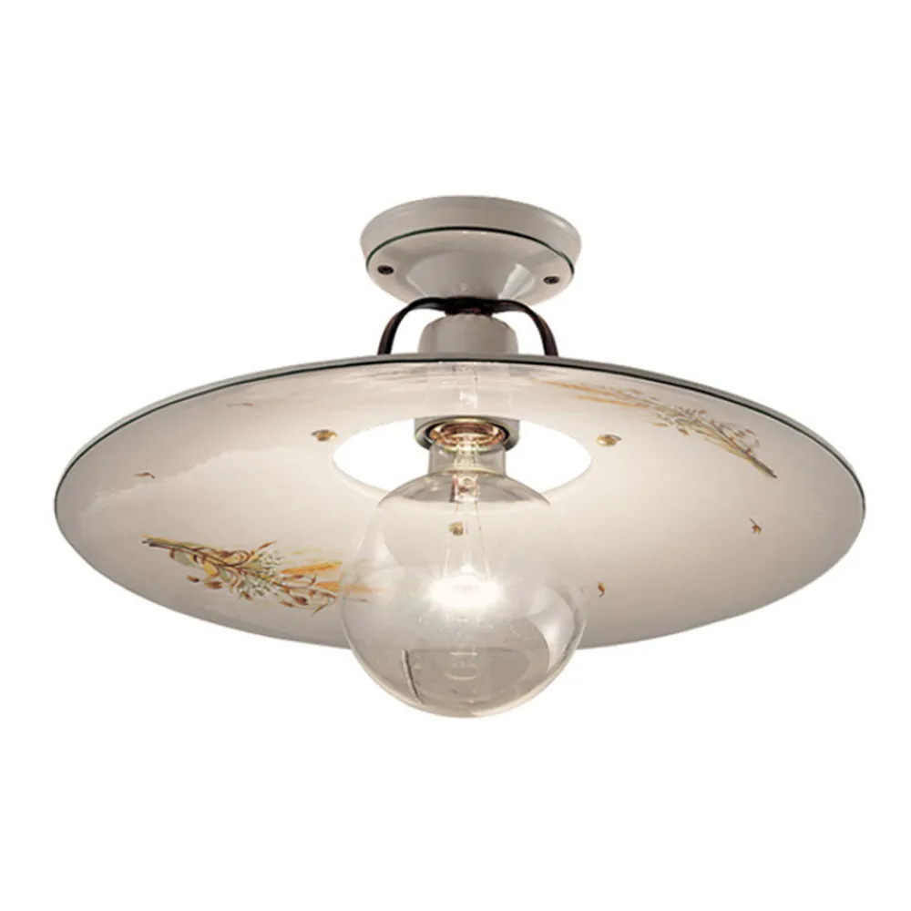 Ferroluce Vintage Deckenleuchten-Deckenleuchte aus Eisen und handbemalter roher Keramik - Bologna